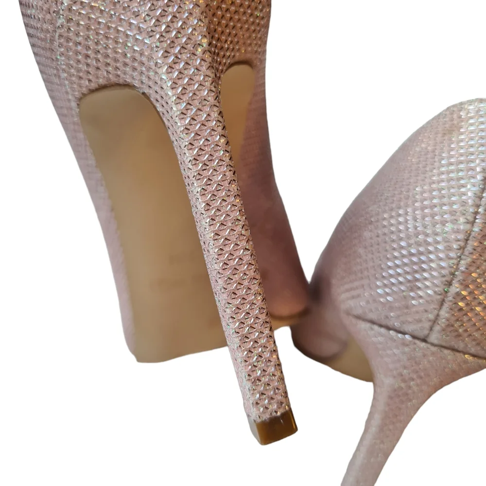 NINE WEST 5 1/2M Light Pink Metallic Shimmer TATIANA Pointed Toe Pumps - Picture 6 of 12
